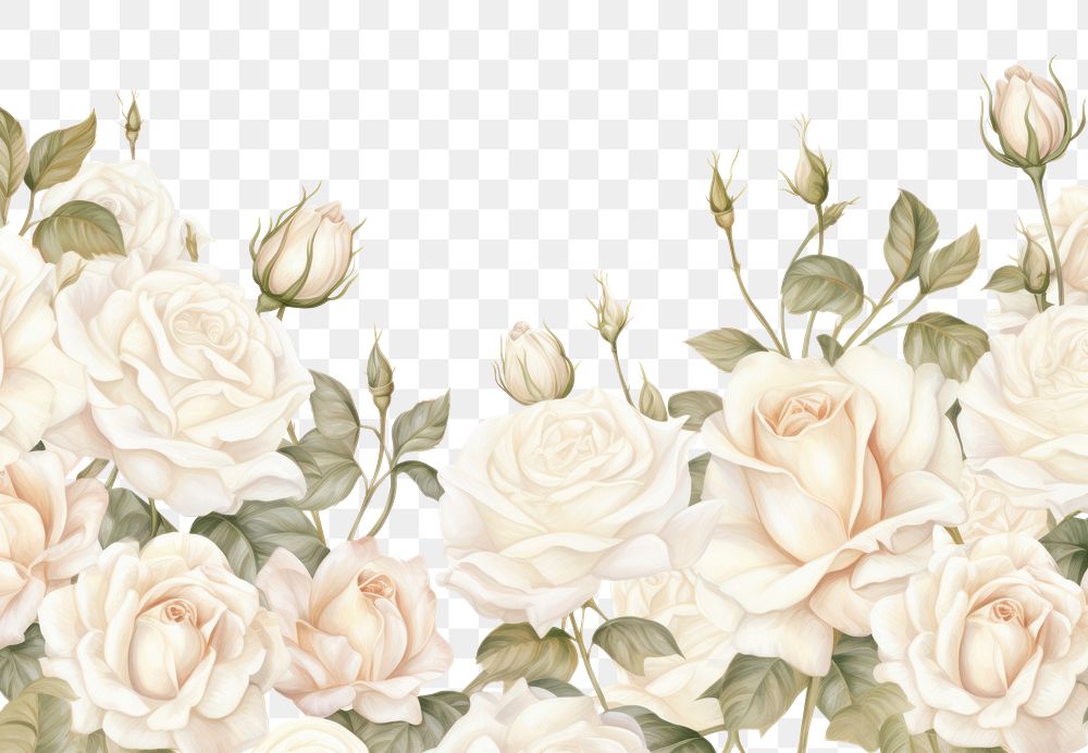 PNG White roses garden backgrounds pattern flower. AI generated Image by rawpixel.