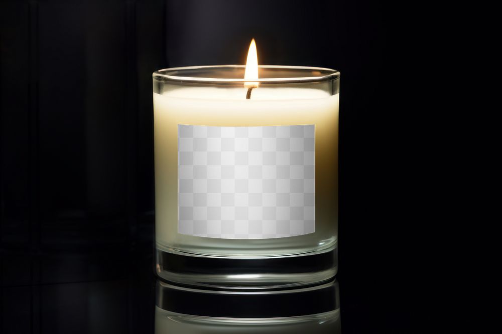 Scented candle jar png mockup, transparent product packaging