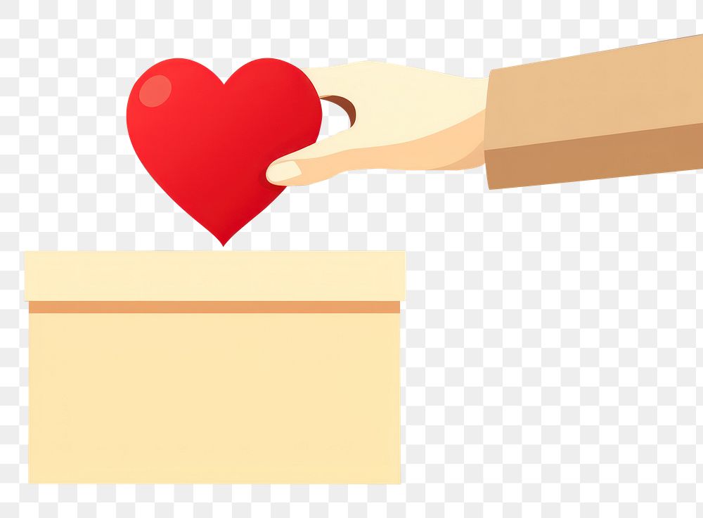 PNG Put heart box hand cardboard. 