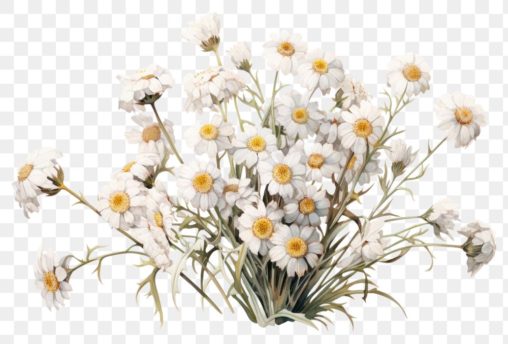 PNG Pearly Everlasting blossom flower plant. AI generated Image by rawpixel.