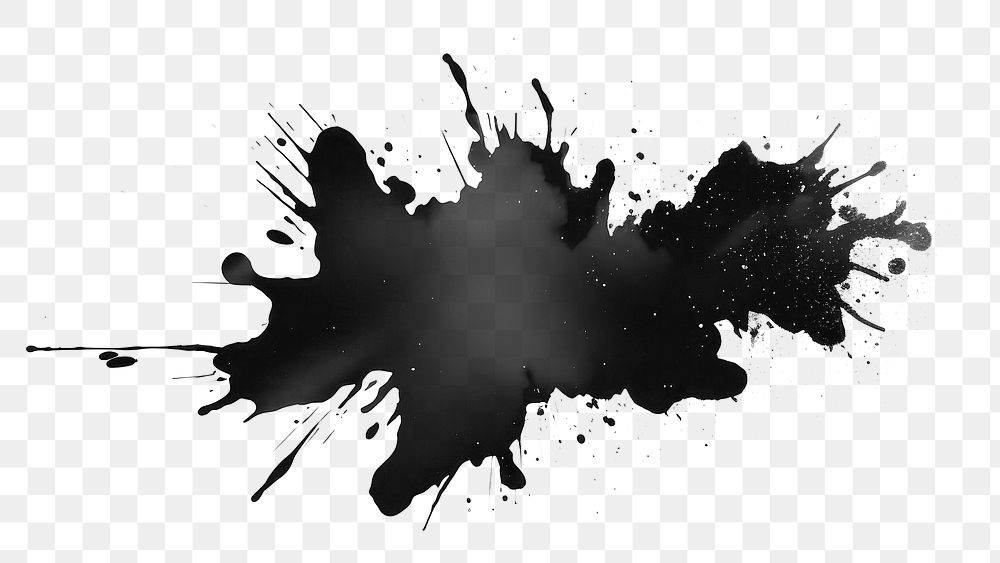 PNG Black splat drawing paint white background. AI generated Image by rawpixel.
