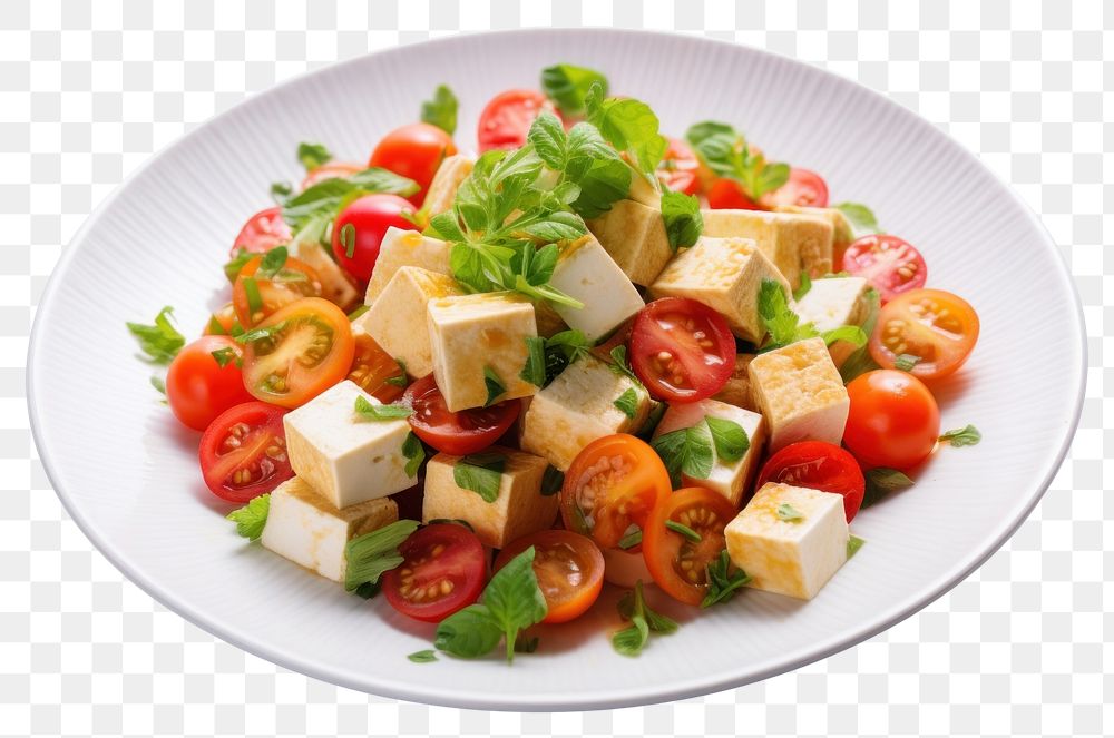 PNG Silken Tofu Salad salad food plate. AI generated Image by rawpixel.