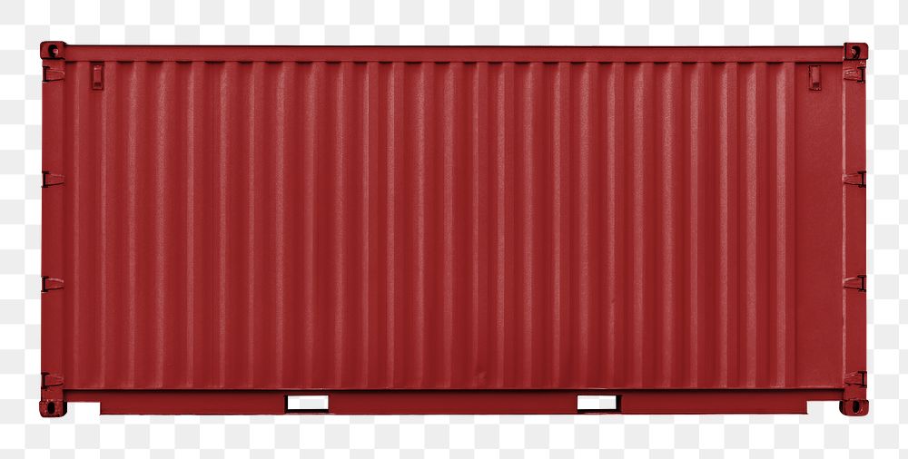 PNG red shipping container, design element, transparent background