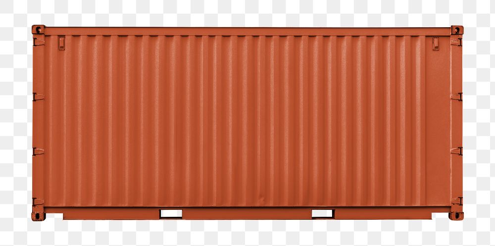 PNG orange shipping container, design element, transparent background