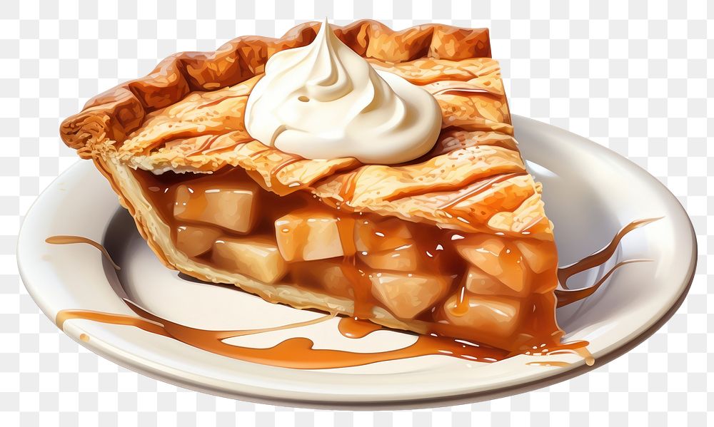 PNG Apple pie dessert cream plate. 