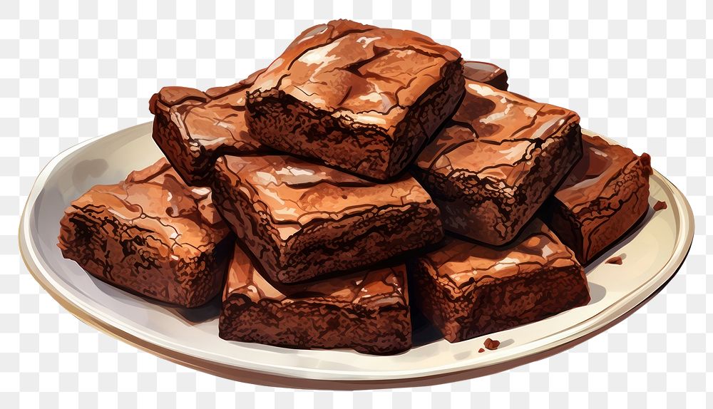 PNG Brownies chocolate dessert plate. 