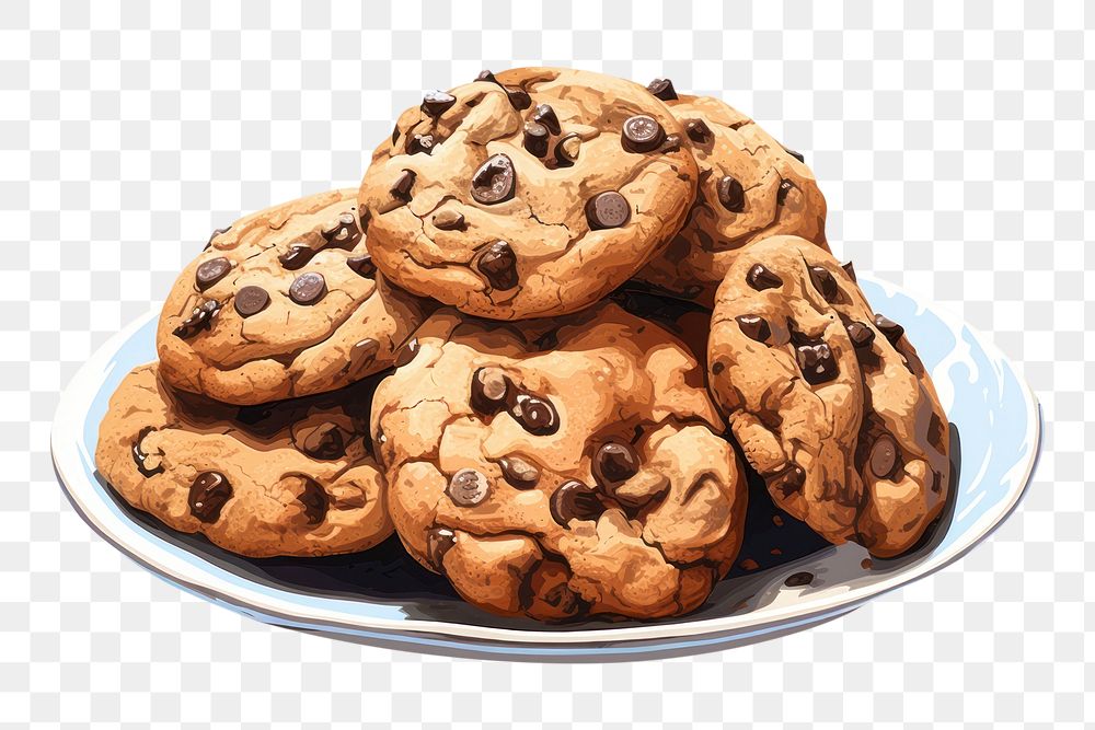 PNG Chocolate chip cookies dessert food confectionery. 