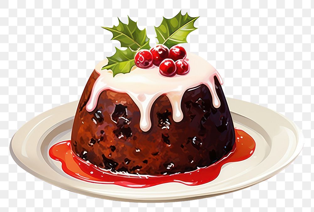 PNG Christmas pudding dessert berry fruit. AI generated Image by rawpixel.