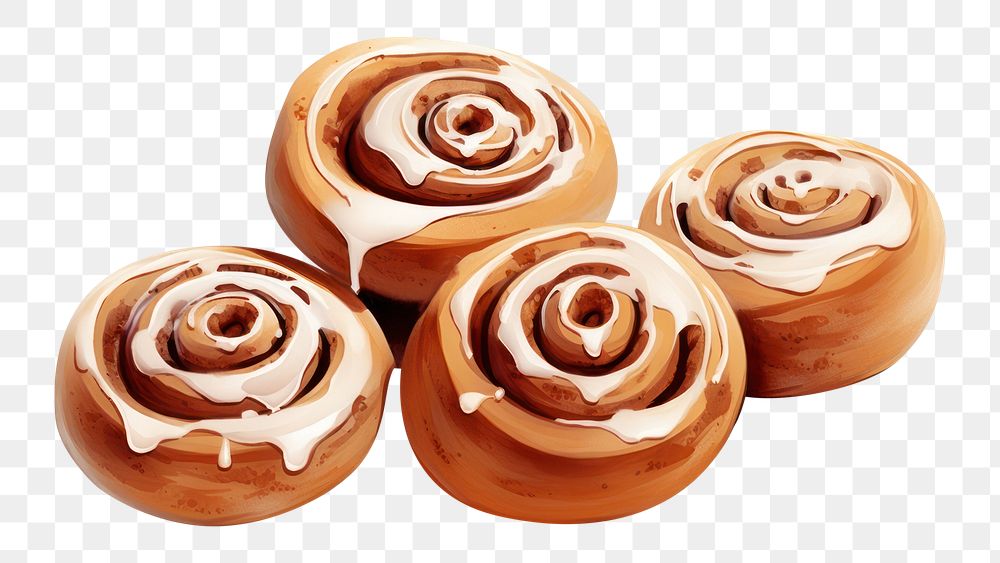 PNG Cinnamon rolls dessert food chocolate. AI generated Image by rawpixel.