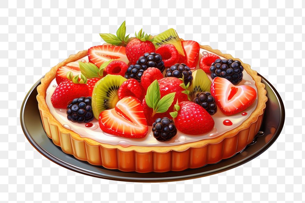 PNG Fruit tart strawberry dessert cream. 