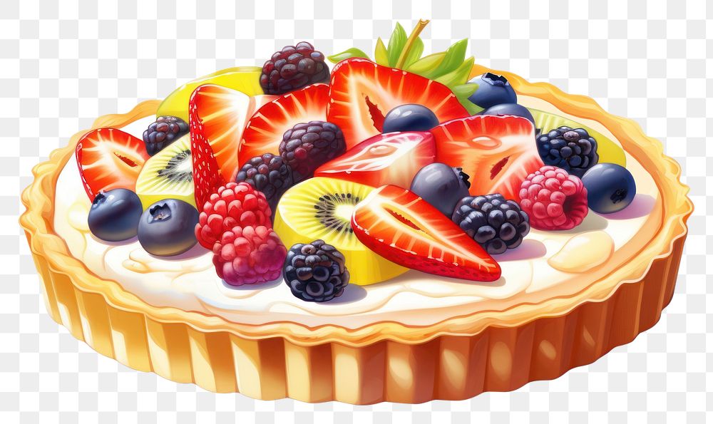 PNG Fruit tart raspberry blueberry dessert. AI generated Image by rawpixel.