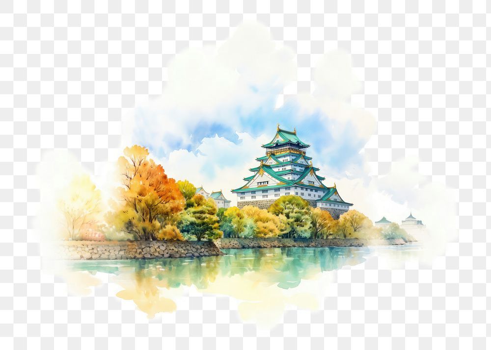 PNG Osaka Castle architecture building castle. AI generated Image by rawpixel.