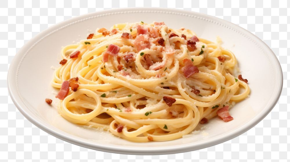 PNG Carbonara pasta plate spaghetti food. 