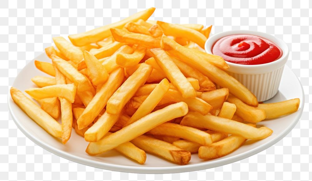 PNG Fries ketchup plate food. 