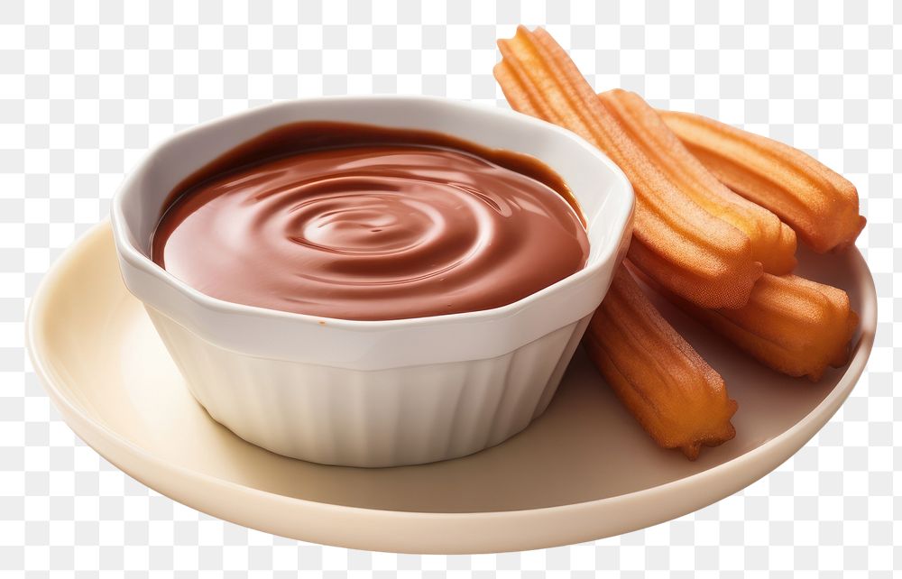 PNG A churros dip chocolate dessert. AI generated Image by rawpixel.
