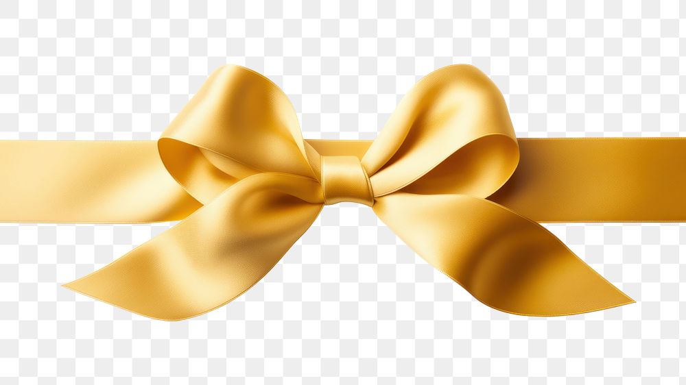 PNG Golden satin ribbon celebration anniversary accessories.