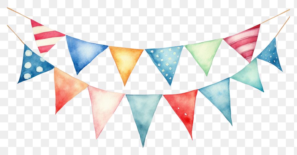 PNG Colorful party bunting flag clothesline celebration creativity. 