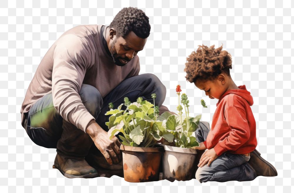 PNG Gardening adult child plant. AI generated Image by rawpixel.