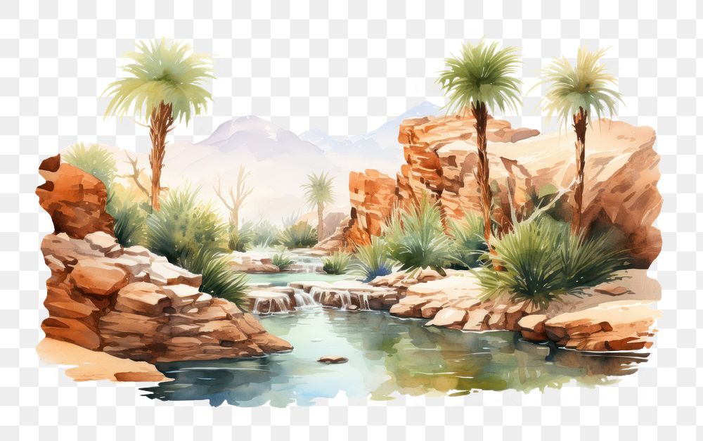 PNG Desert oasis wilderness mountain outdoors. AI generated Image by rawpixel.