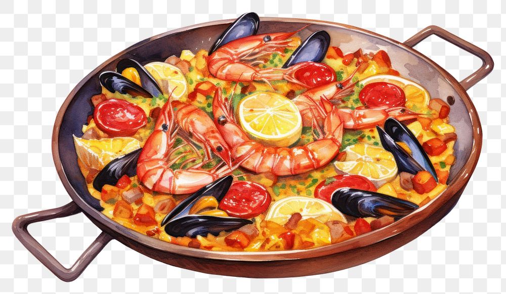 PNG Paella food seafood invertebrate. AI generated Image by rawpixel.