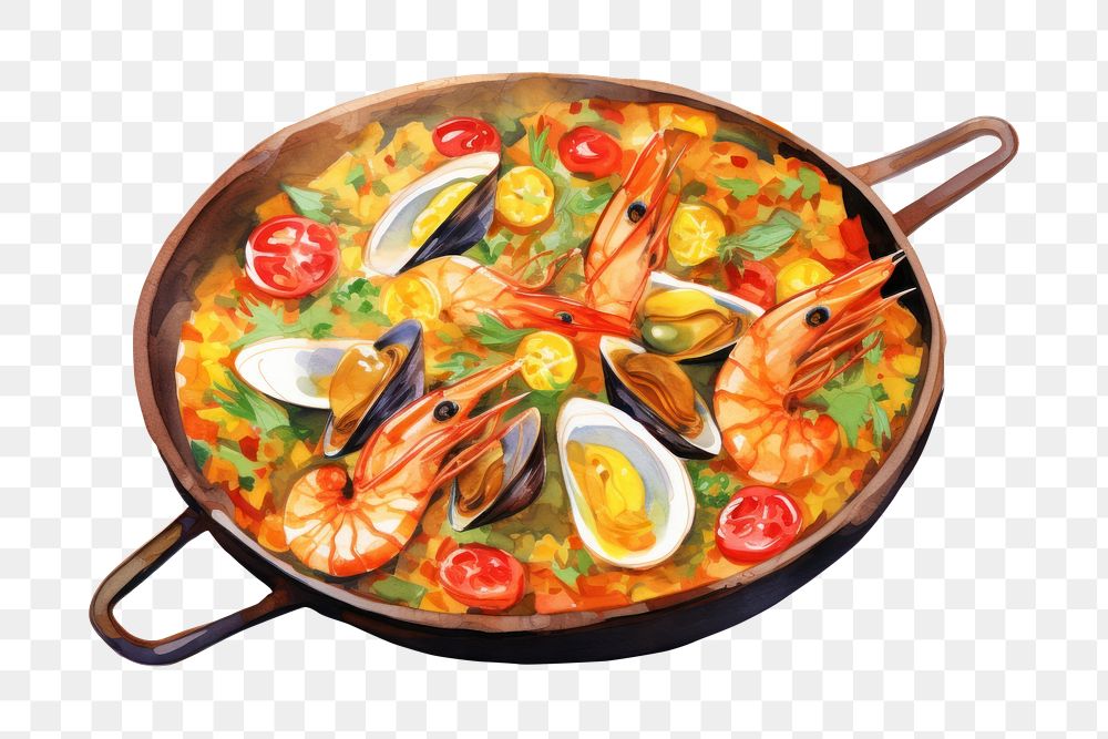 PNG Paella food plate meal. AI generated Image by rawpixel.