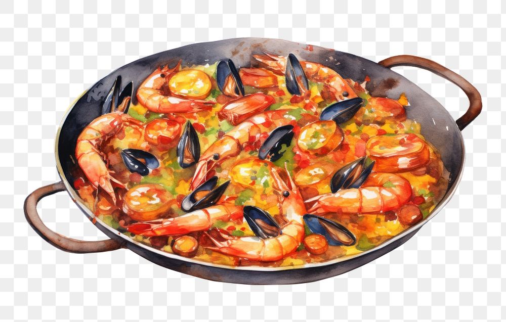 PNG Paella food plate crustacean. AI generated Image by rawpixel.