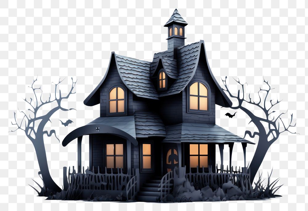 PNG Haunted house architecture building white background. AI generated Image by rawpixel.