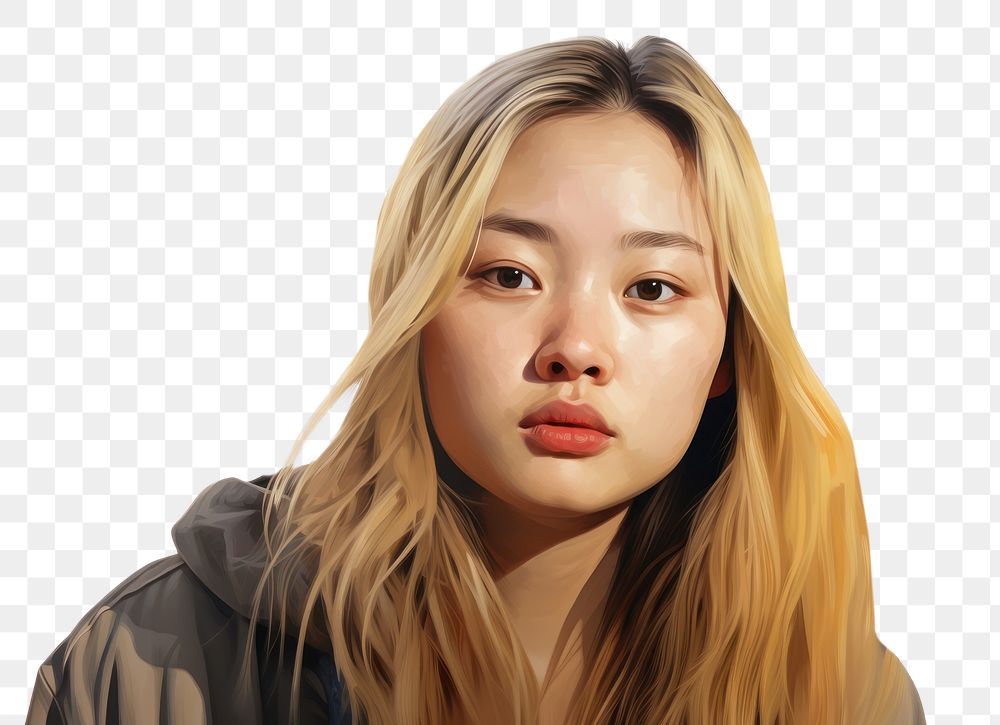 PNG Chubby asian blond woman portrait adult photo. AI generated Image by rawpixel.