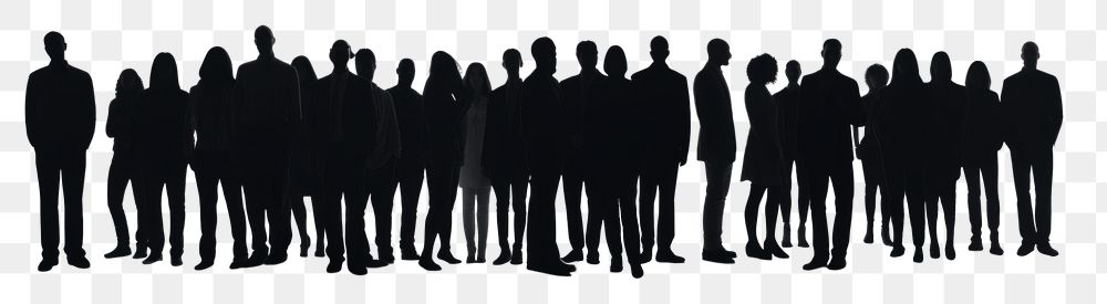 PNG Crowd silhouette black white background togetherness. AI generated Image by rawpixel.
