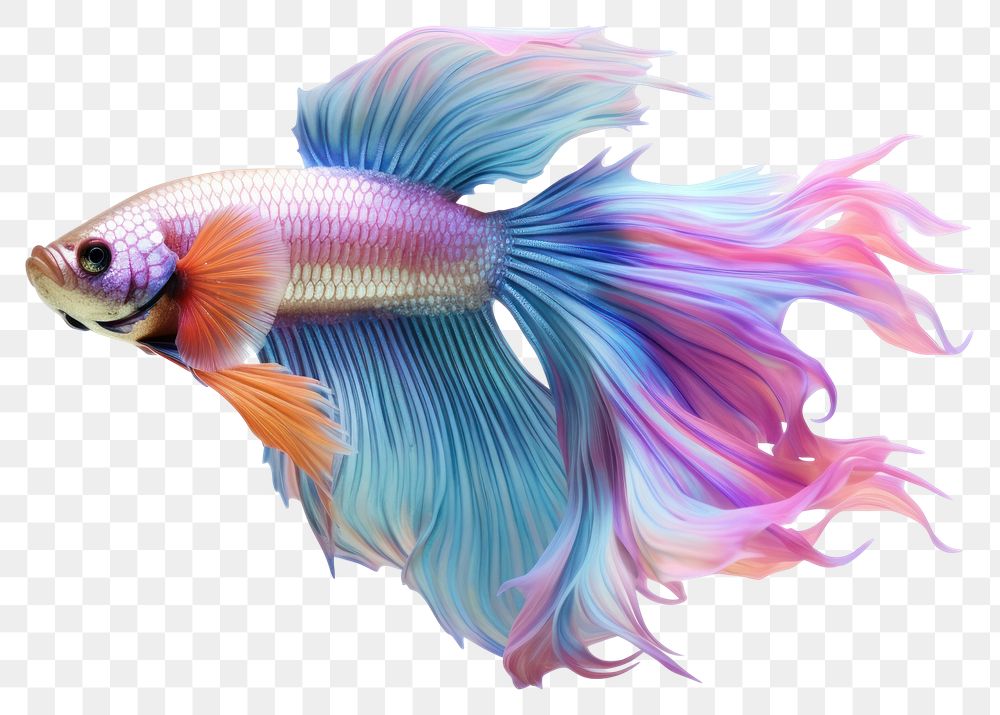 PNG Colourful Betta fish animal white background pomacentridae. AI generated Image by rawpixel.