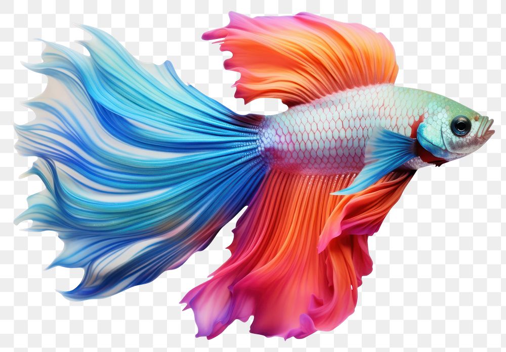 PNG  Colourful Betta fish goldfish cartoon animal. AI generated Image by rawpixel.