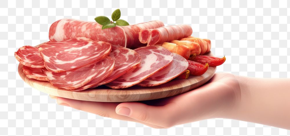 PNG Cute 3D render meat prosciutto sausage. 