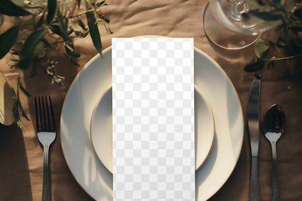 Restaurant menu card png mockup, transparent design