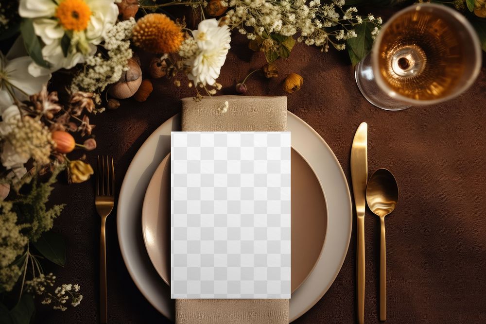 Restaurant menu card png mockup, transparent design