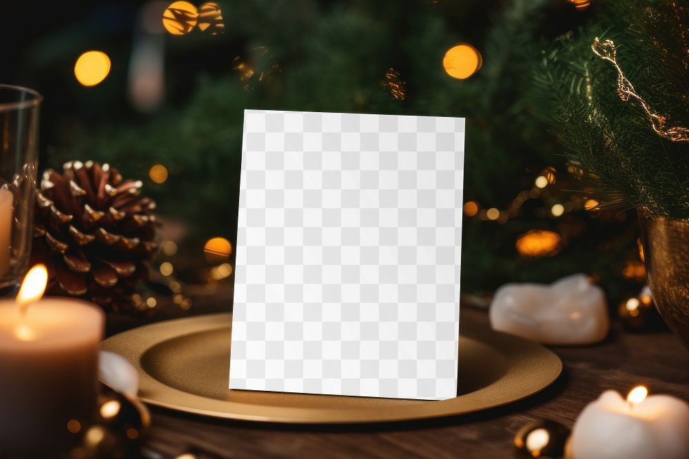 Christmas invitation card png mockup, transparent design
