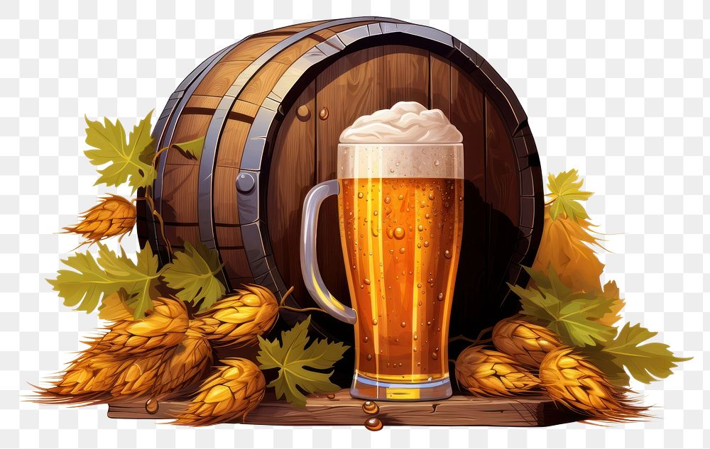PNG Beer barrel drink lager. AI generated Image by rawpixel.
