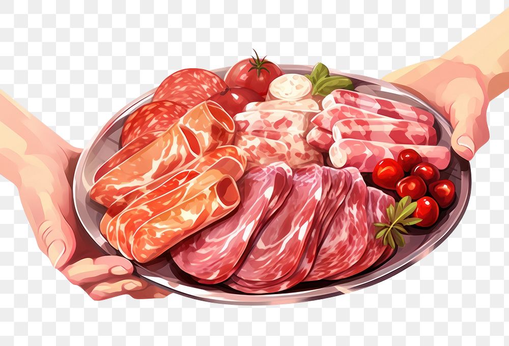 PNG Hands holding salami meat prosciutto sausage. AI generated Image by rawpixel.