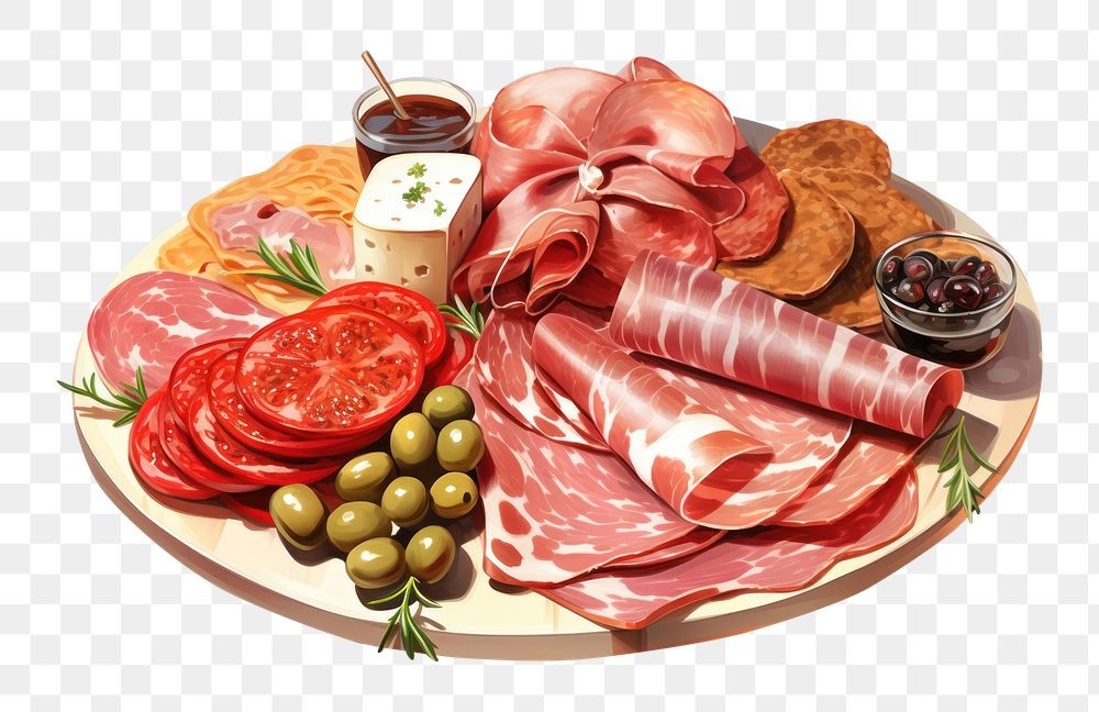 PNG Salami meat prosciutto sausage. AI generated Image by rawpixel.