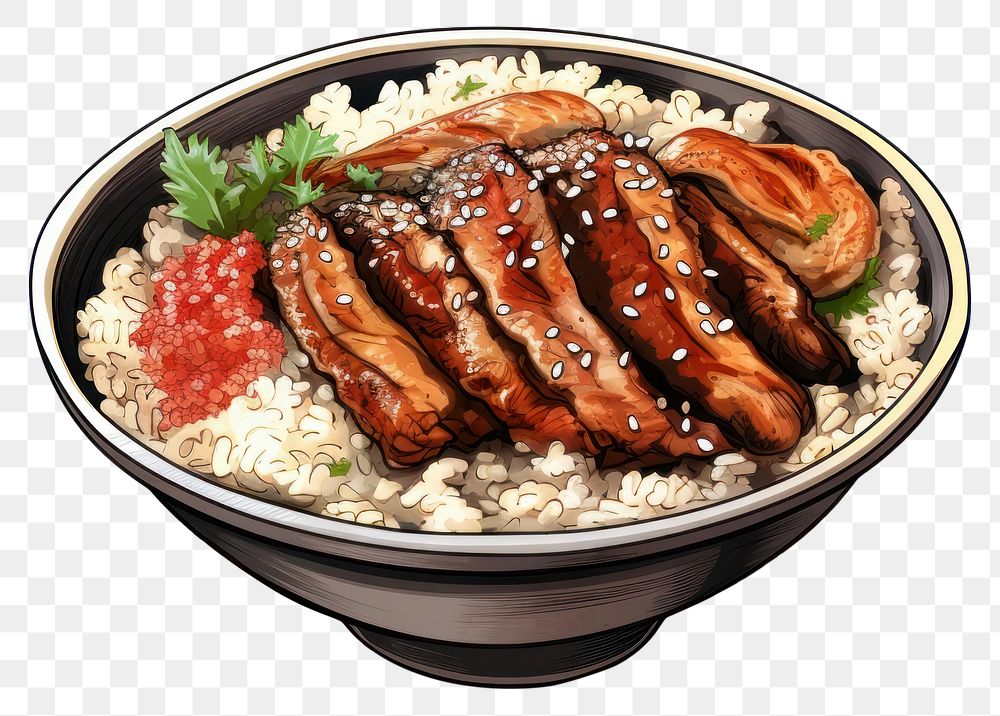 PNG Grilled Eel Rice Bowl bowl meal food. 