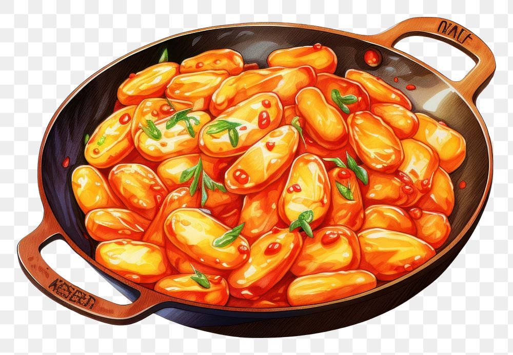 PNG Tteokbokki white background container vegetable. AI generated Image by rawpixel.