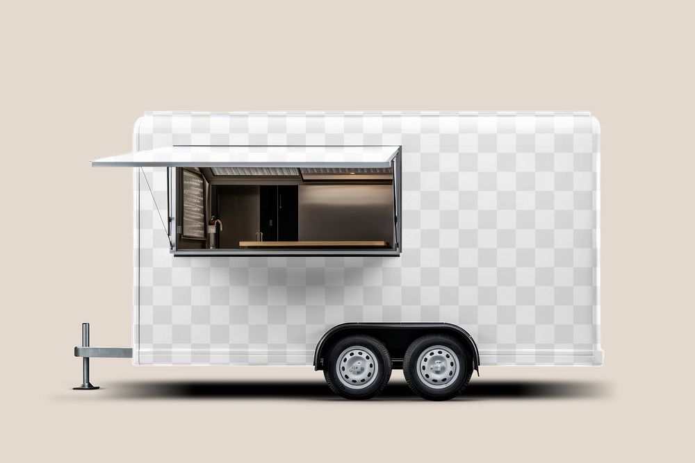 Food truck png mockup, transparent vehicle