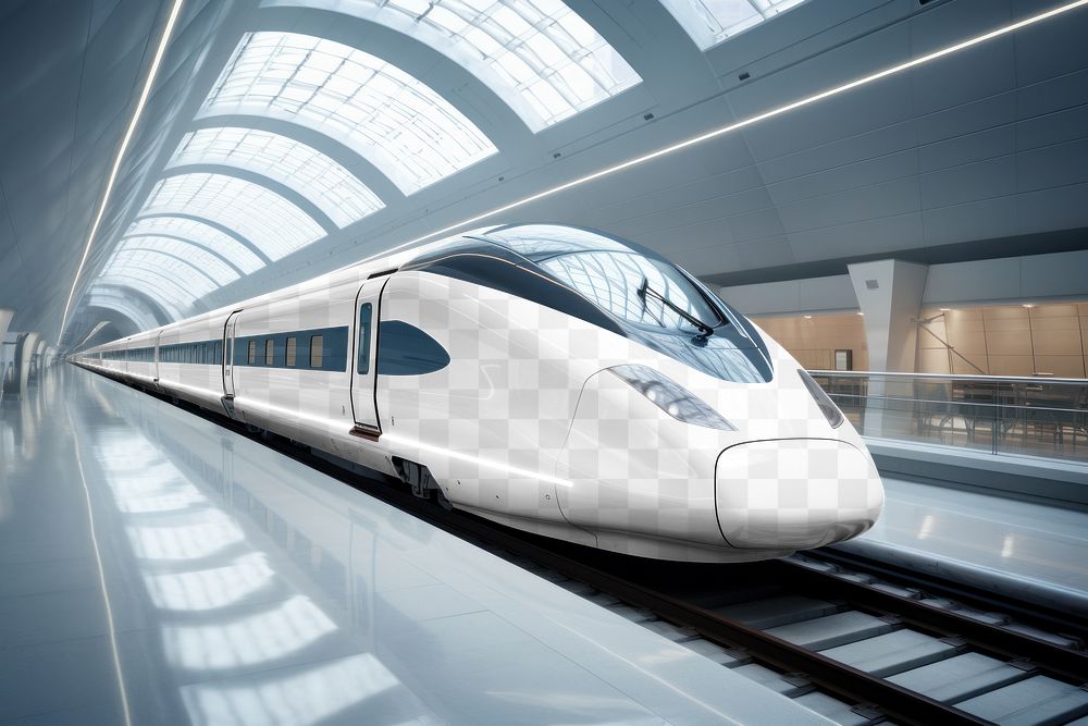 High-speed train png mockup, transparent vehicle