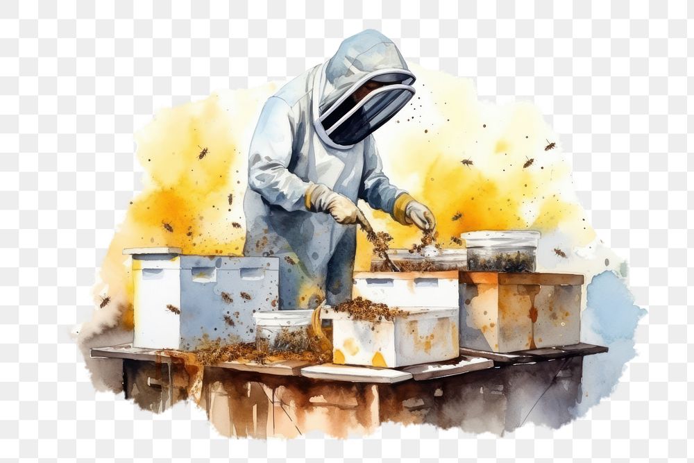 PNG Beekeeper apiary insect adult. AI generated Image by rawpixel.