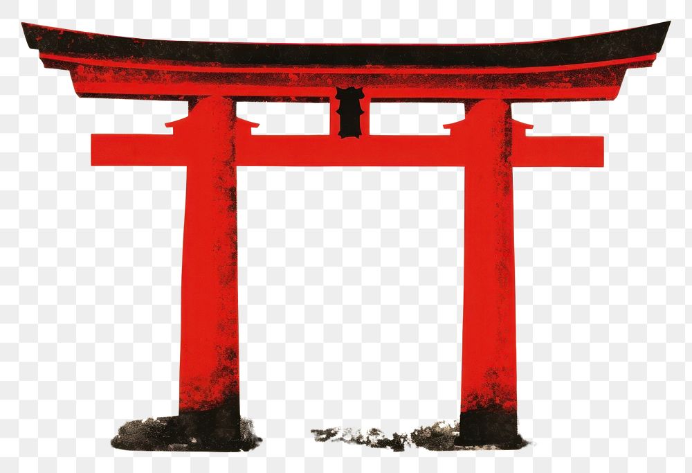 PNG Iconic landmark torii text gate red. 