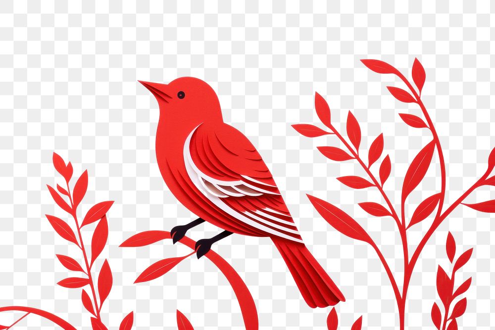 PNG Japanese style paper cut bird animal red. AI generated Image by rawpixel.