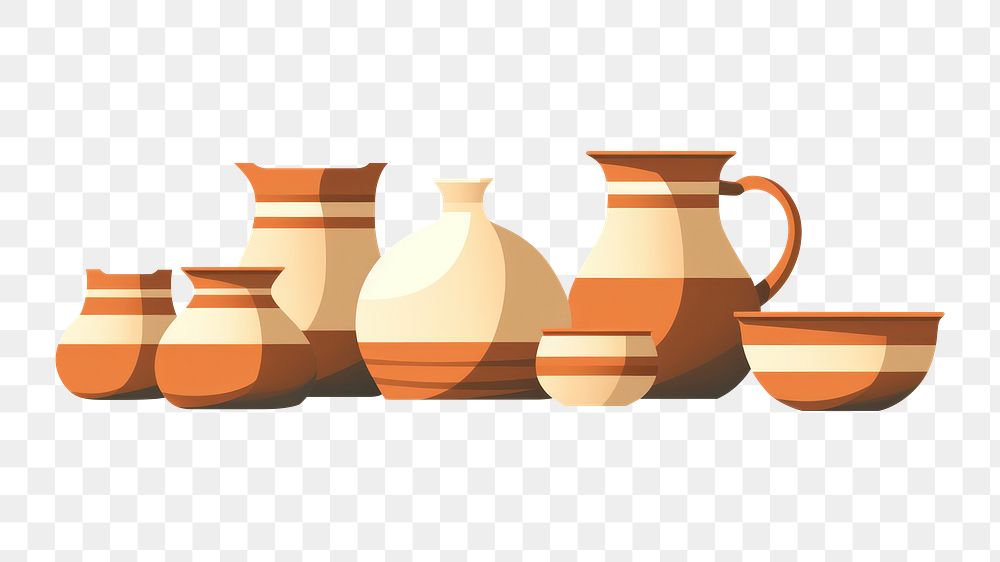 PNG Potteries pottery jug art. AI generated Image by rawpixel.