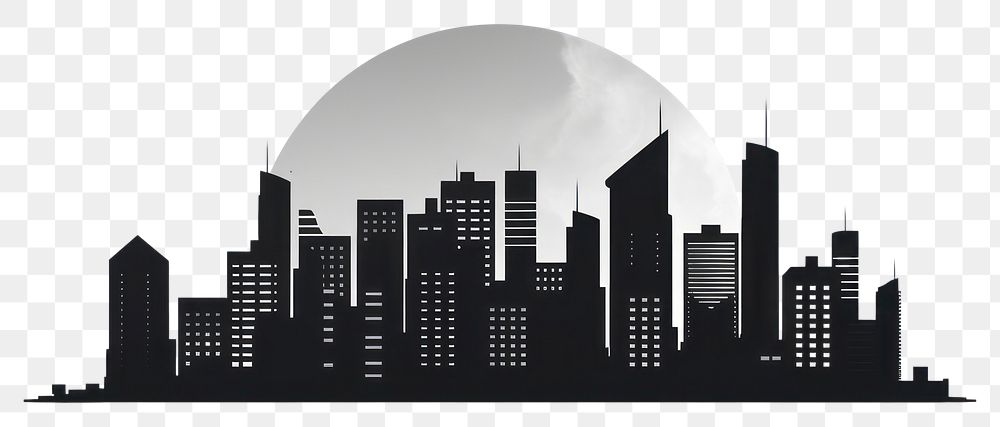 PNG Cityscape architecture silhouette metropolis. AI generated Image by rawpixel.
