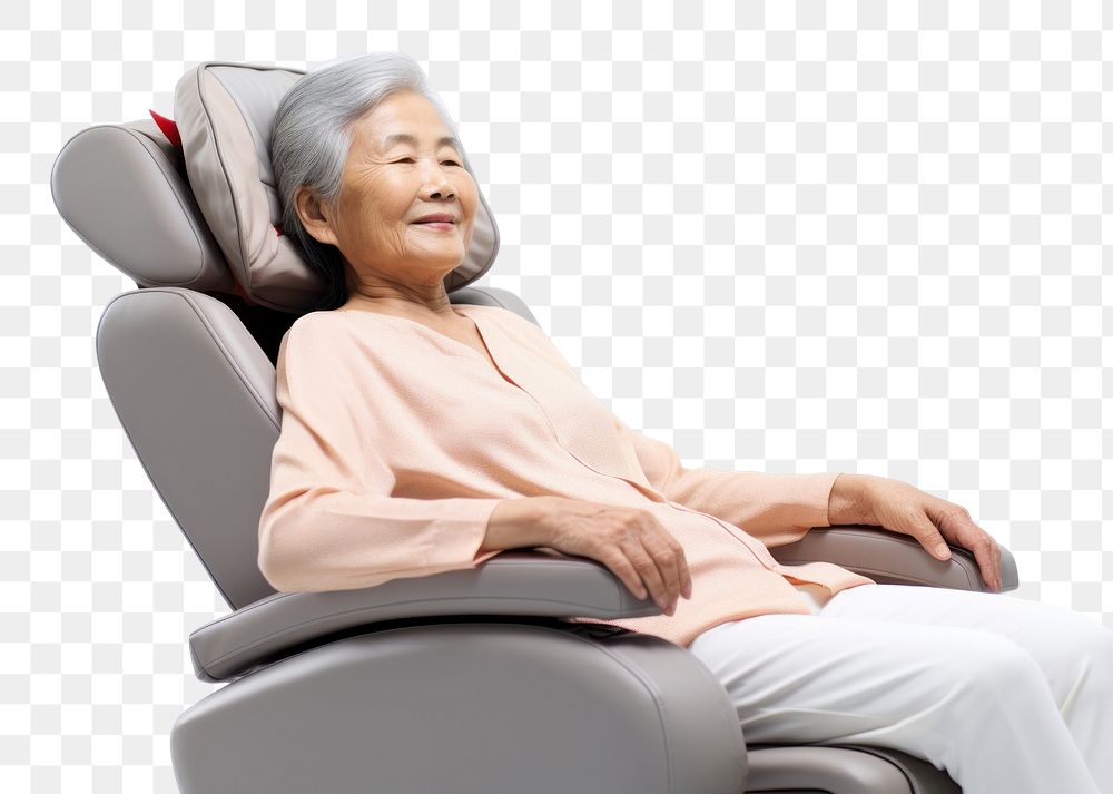 PNG Massage chair sitting female adult. AI generated Image by rawpixel.