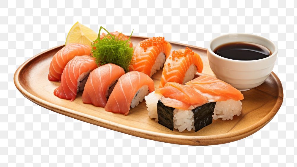 PNG  Japanese cuisine sushi plate food. AI generated Image by rawpixel.