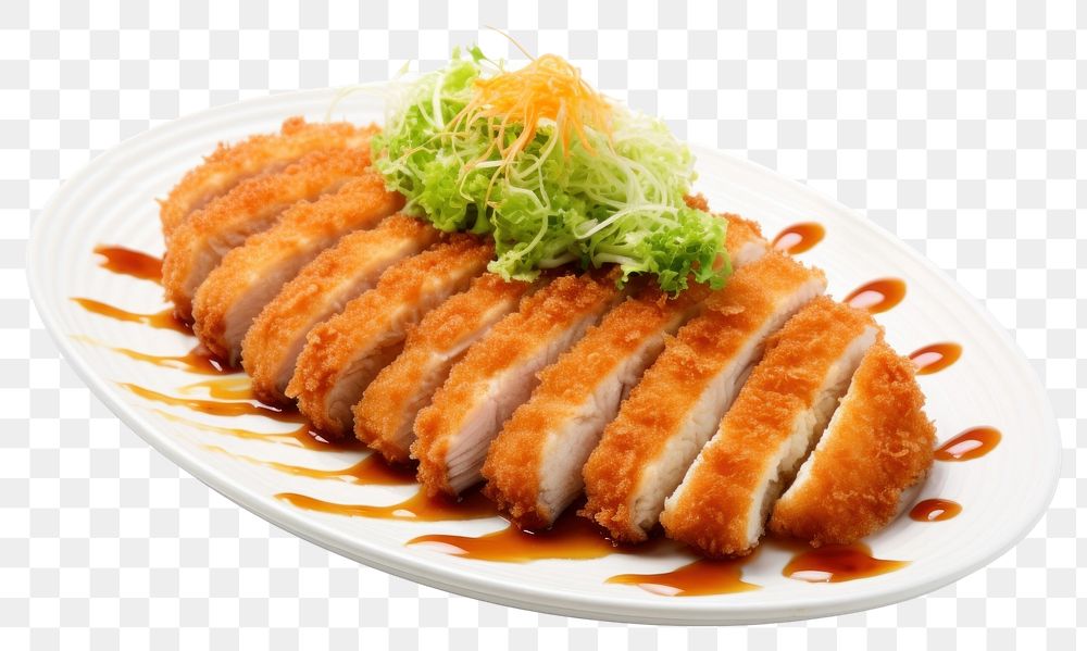 PNG  Japanese cuisine tonkatsu plate food meal. AI generated Image by rawpixel.